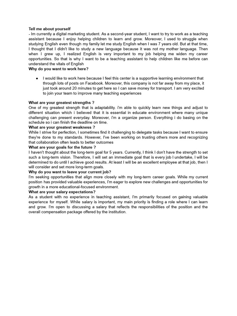 Interview Question Pdf Goal Salary