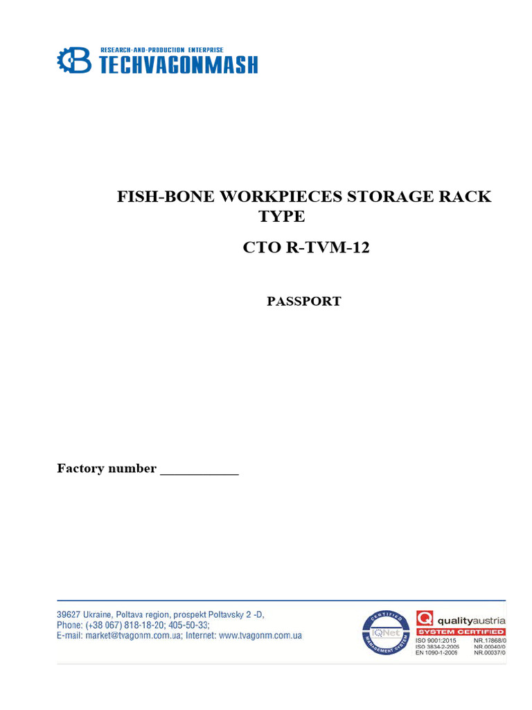 СТЕЛЛАЖ для ЗАГОТОВОК ЕЛОЧНОГО типа - ПС СТО R-TVM-12 (en) | PDF