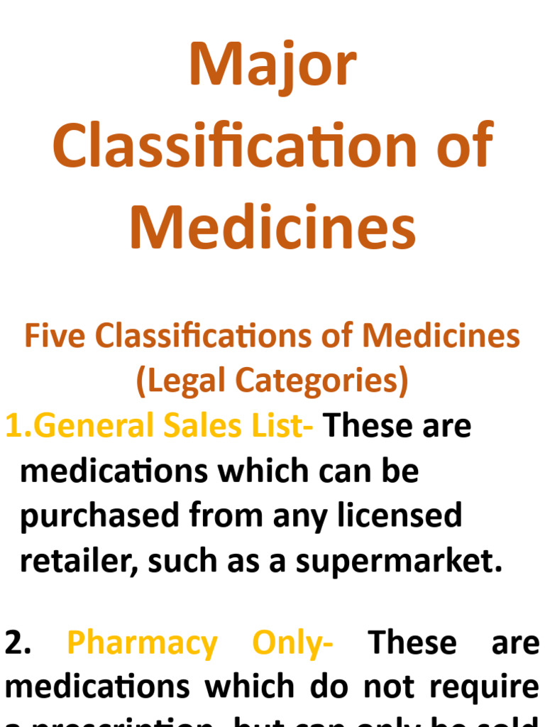 Medicine Classification Guide | PDF | Wellness