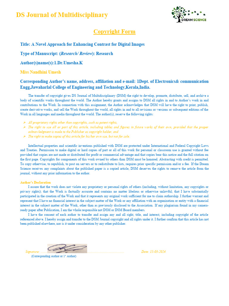 Journal DSM-Copyright Form.6bc8d98e | PDF | Copyright | Business Law