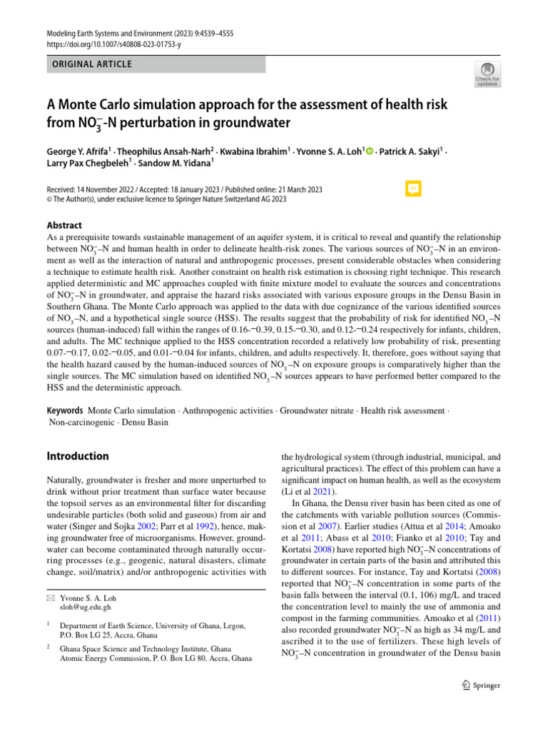 A Monte Carlo Simulation Approach For The Assessment of Health Risk ...