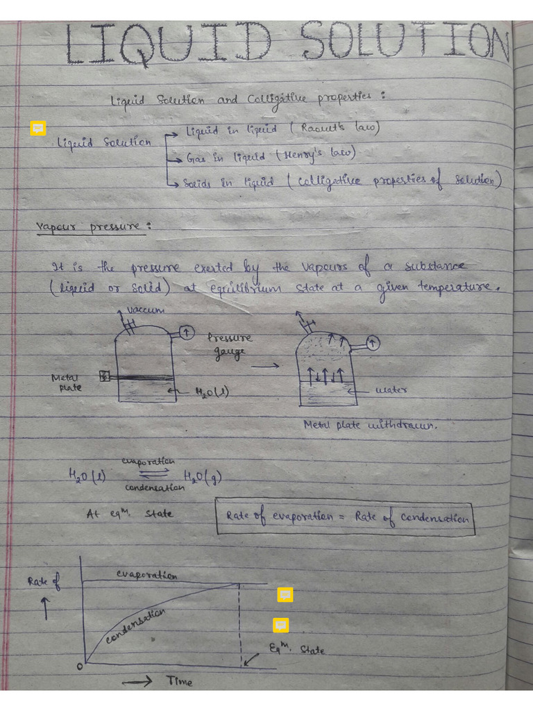 Vapour Pressure in Liquid Solutions | PDF