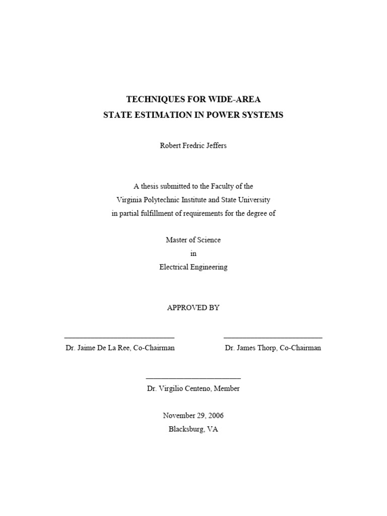 SE - Techniques For Wide Area State Estimation in Power System ...