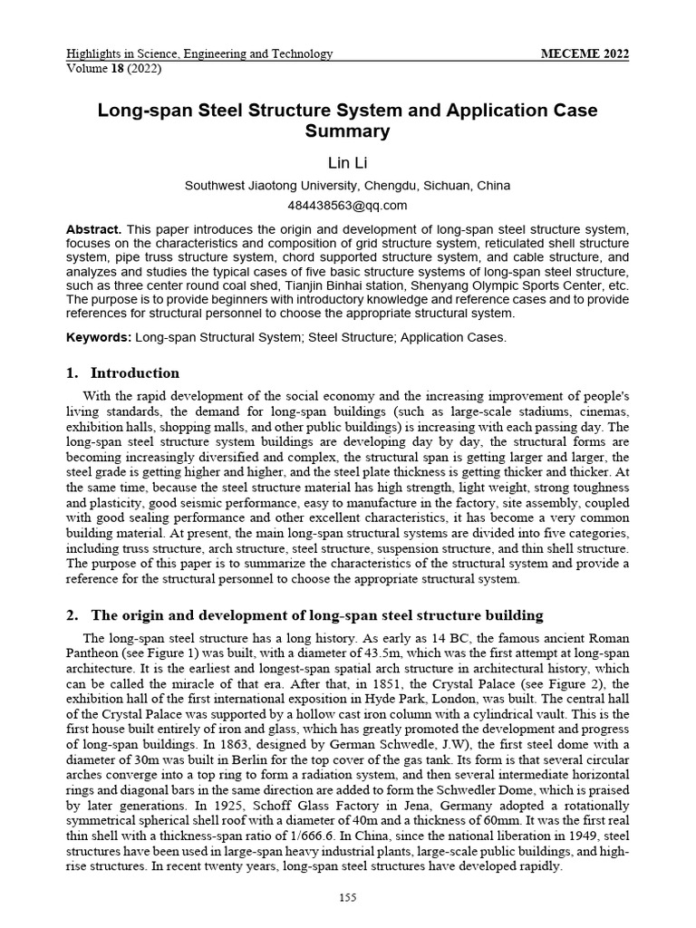 Long-span Steel Structure Systems | PDF | Truss | Dome