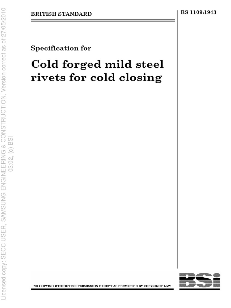 Cold Forged Mild Steel Rivets Standard | PDF | Rivet | Fracture