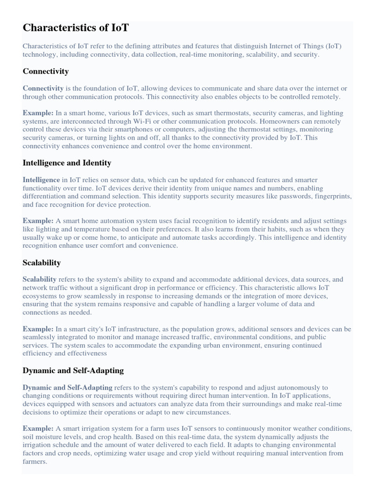 Characteristics of IoT | PDF | Internet Of Things | Home Automation