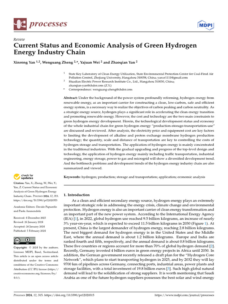 _Current Status and Economic Analysis of Green Hydrogen._ | PDF ...