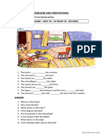 Bedroom and Prepositions Worksheet