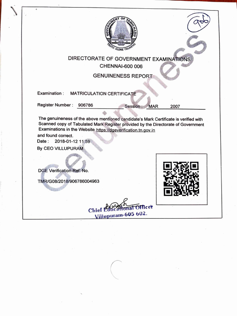 Genuiness Certificate | PDF | Academic Degree | Vocational Education