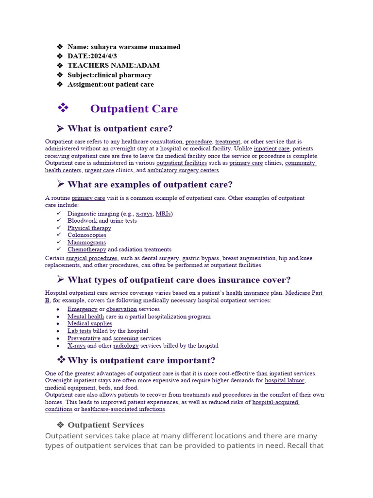 What is outpatient care pdf patient clinic