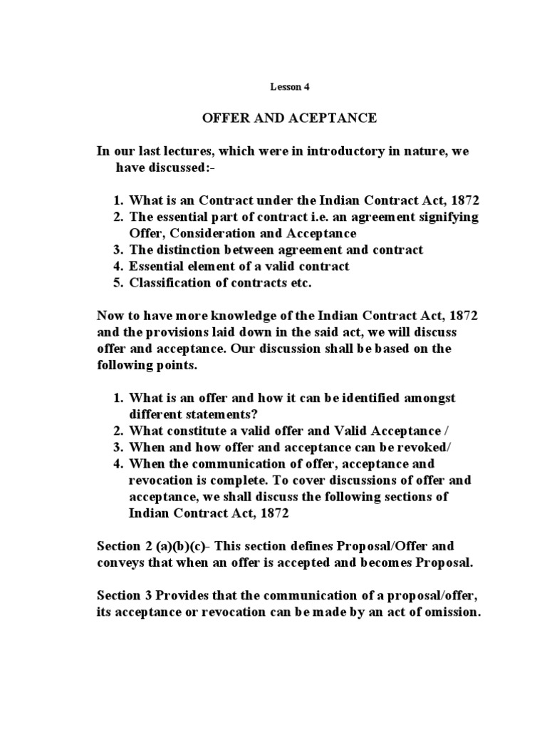 Understanding Offer and Acceptance | PDF | Offer And Acceptance ...