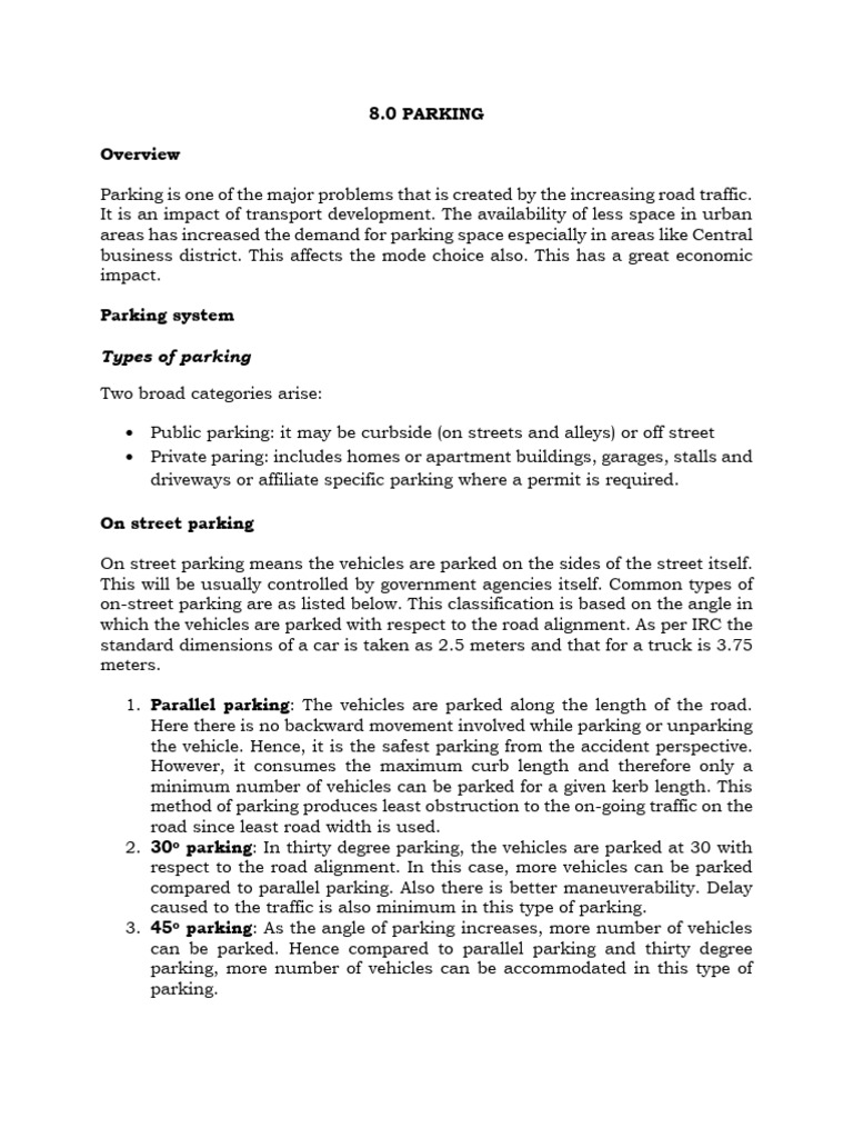 Chapter 8 Parking Pdf Parking Street