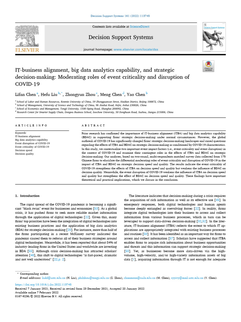 Assessing The Impact Of Big Data Analytics On Decision Making Processes