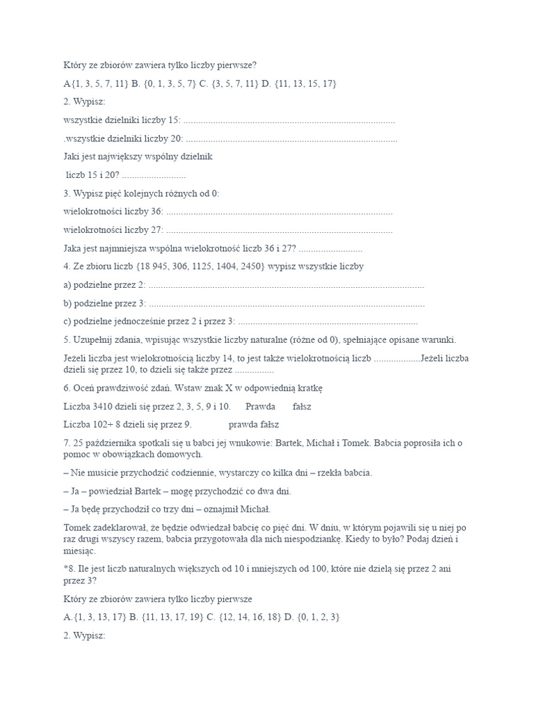 Klasa 5 Klasówka | PDF