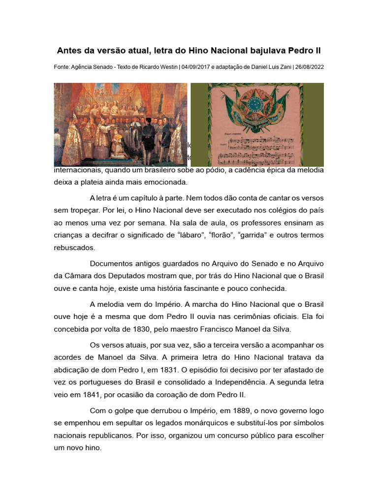História do Hino Nacional Brasileiro | PDF