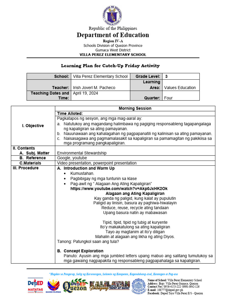 Week 3 Values Education Pdf