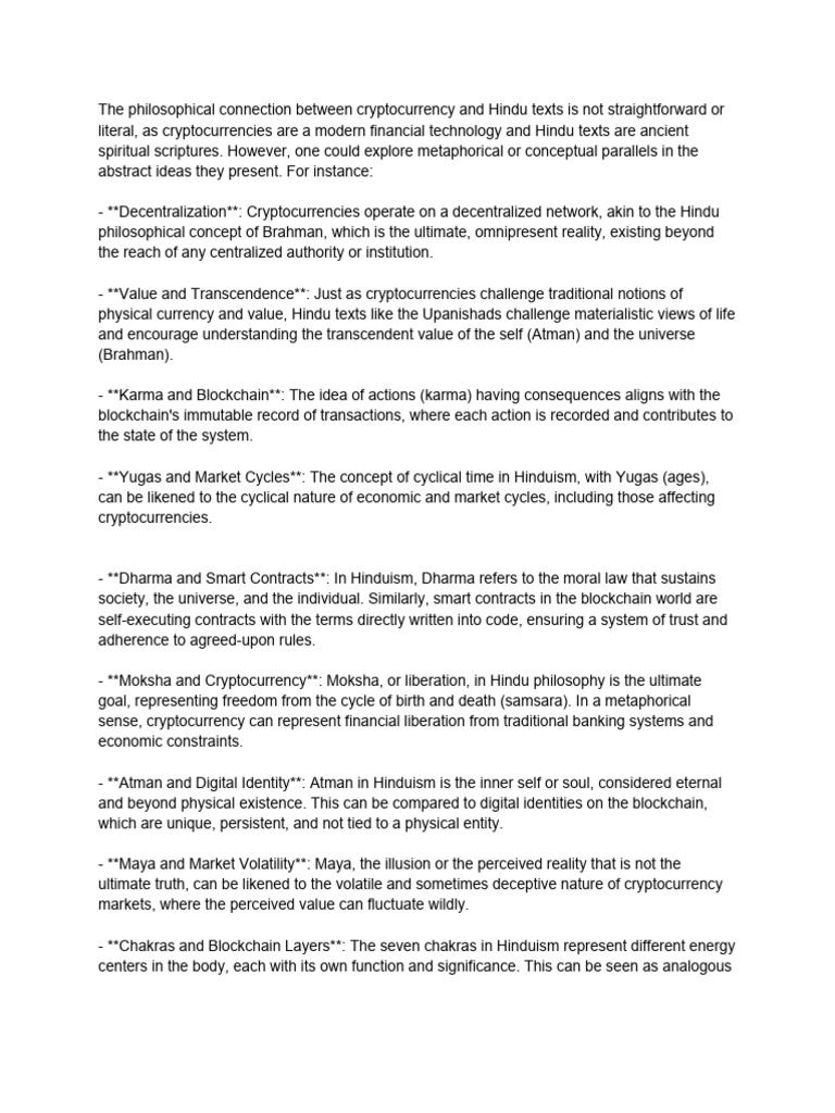 Crypto & Hinduism: Philosophical Parallels | PDF | Brahman | Moksha