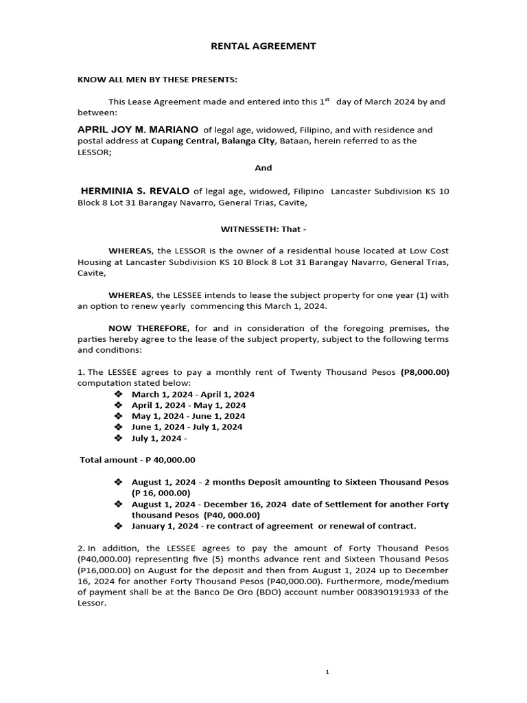 Residential Lease Agreement 2024 | PDF | Lease | Civil Law (Common Law)
