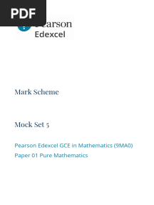 0s5 9MA0-01 Pure 1 - Mock Set 5 Mark Scheme PDF