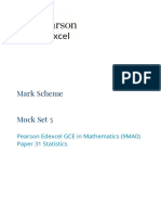 0s5 9MA0-31 Statistics - Mock Set 5 Mark Scheme PDF