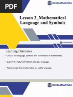 Lesson 2 Mathematical Language and Symbols