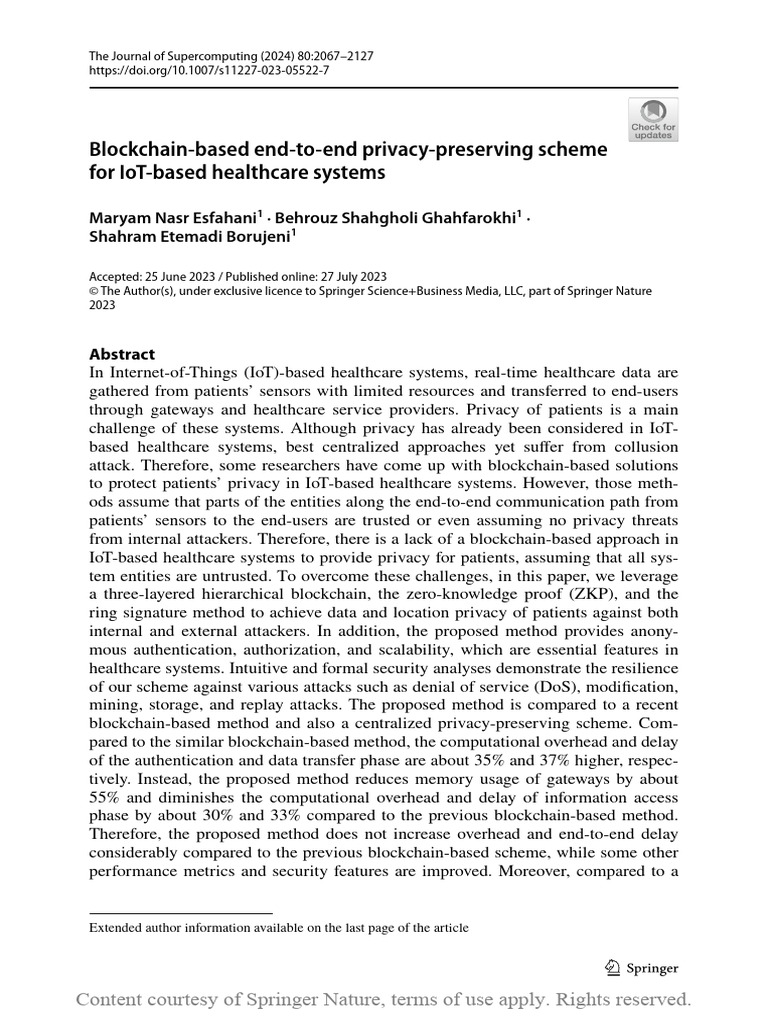 Blockchain Based End To End Privacy Preserving SCH | PDF | Internet Of ...