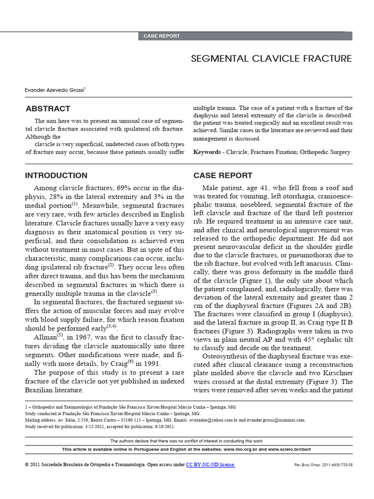 Rare Segmental Clavicle Fracture Case Report | PDF | Radiography ...