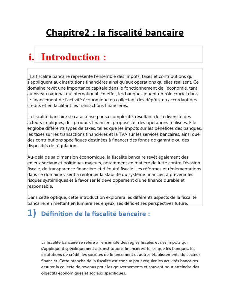 Fiscalité bancaire : enjeux et définitions | PDF | Banques | Impôts