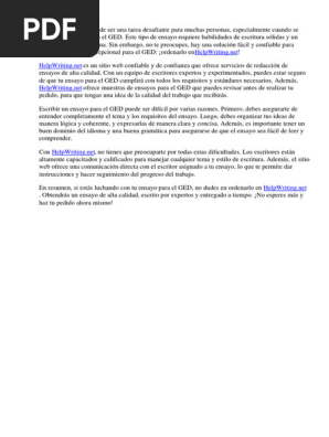 Cómo Escribir Un Ensayo Para El Ged