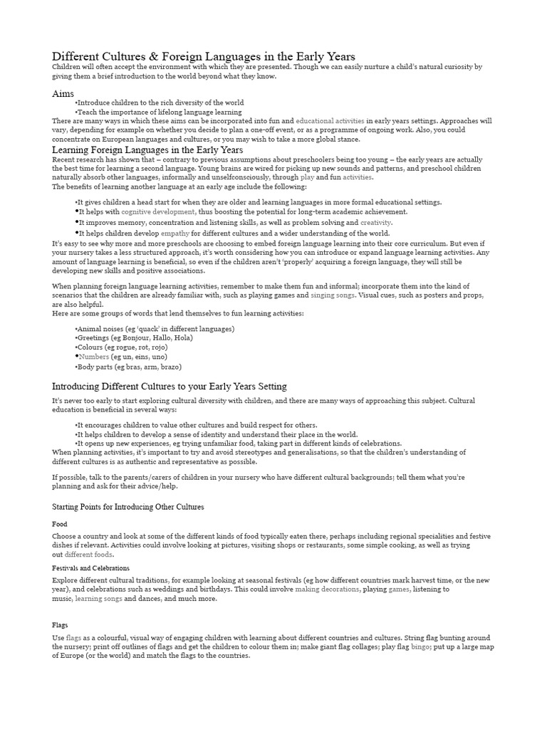 Foreign Language Pdf Foreign Language Preschool