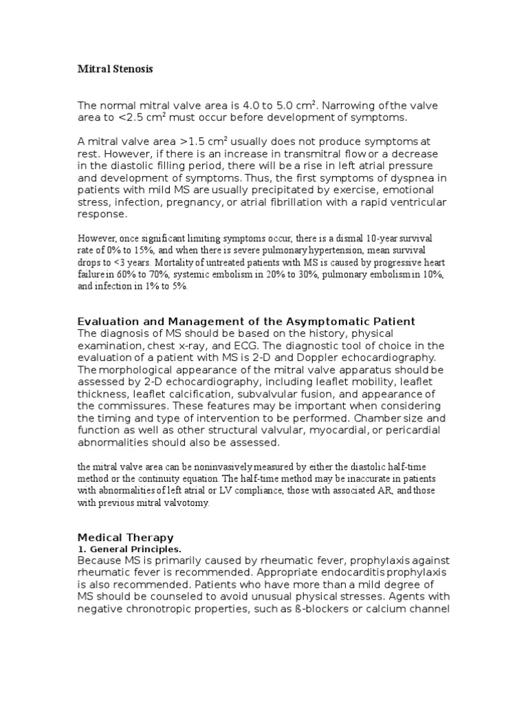 Mitral Stenosis: Diagnosis and Management | PDF | Heart Valve | Embolism