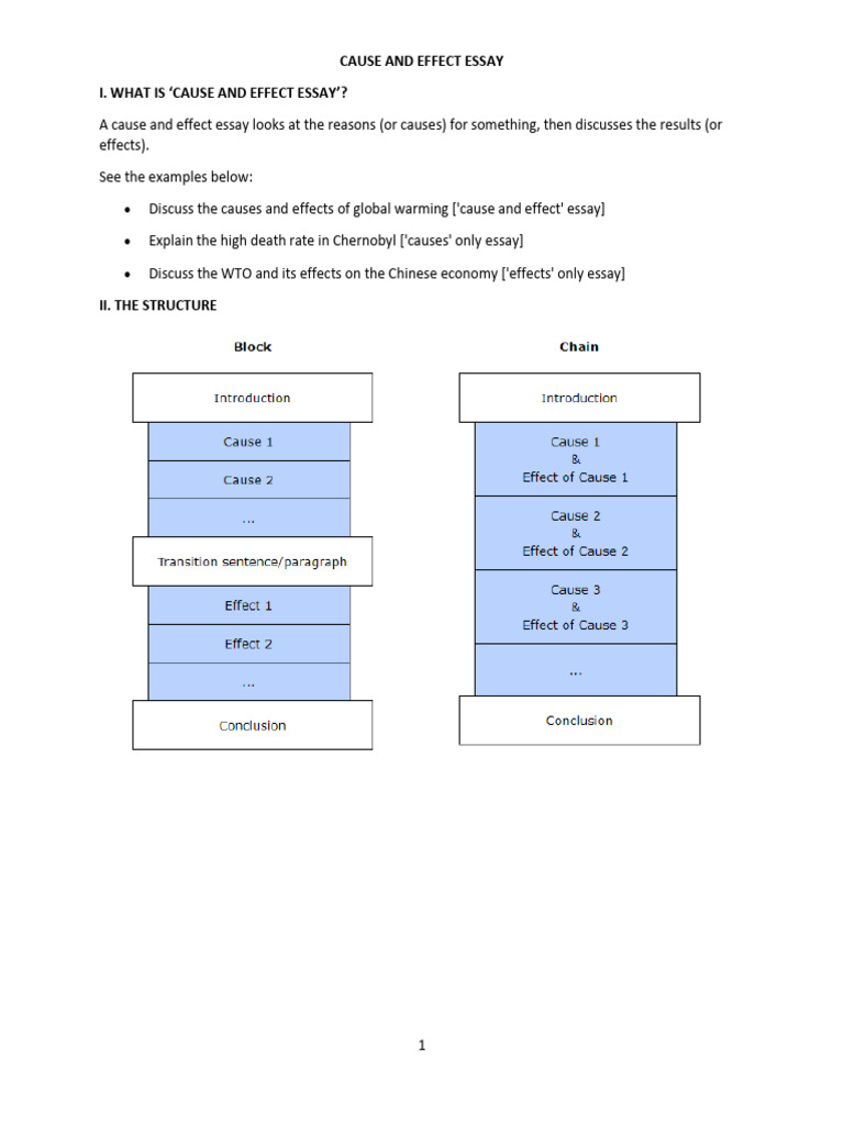 Cause and Effect Handout 1 - Structure and Language | PDF | Gender ...