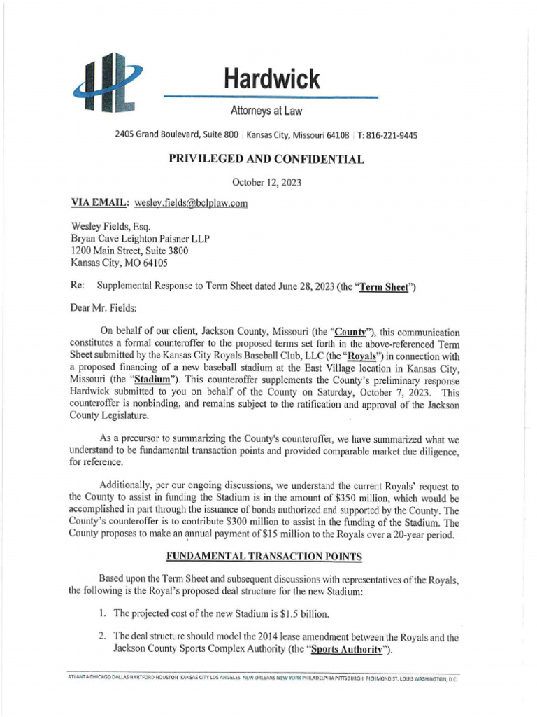 County Counter Offer To Initial Term Sheet - 10.12.23 | PDF