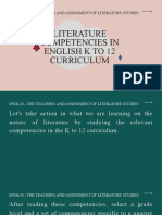 Literature Competencies in English K To 12 Curriculum