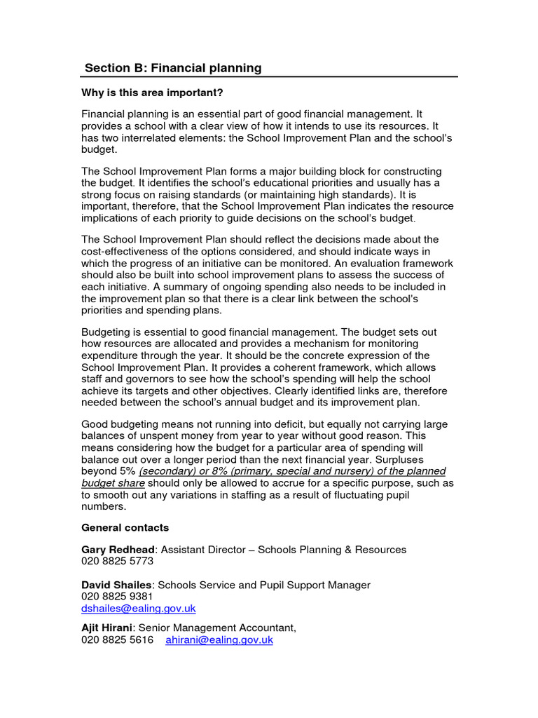 School Financial Planning Guide | PDF | Budget | Government Budget Balance