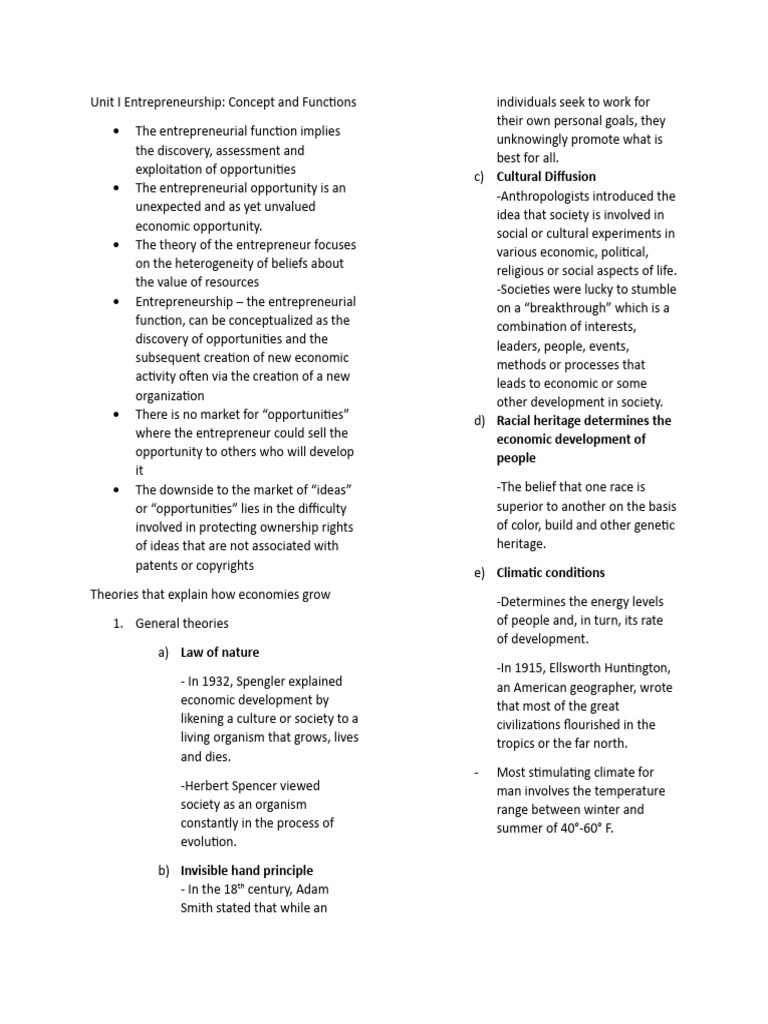 Entrep Unit 1 Reviewer | PDF | Entrepreneurship | Market (Economics)