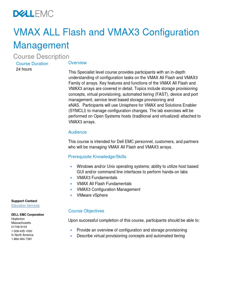 VMAX All Flash and VMAX3 Configuration Management Course Description ...