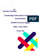 Cambridge International Egypt Price List May-June 2024