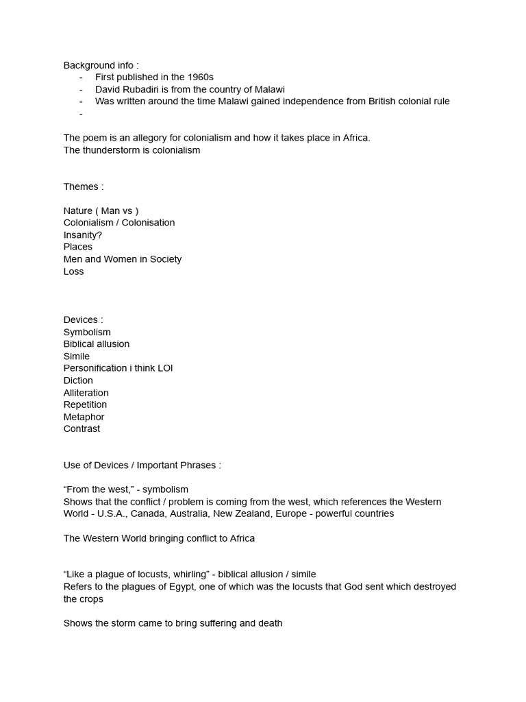 An African Thunderstorm Analysis Pdf Colonialism