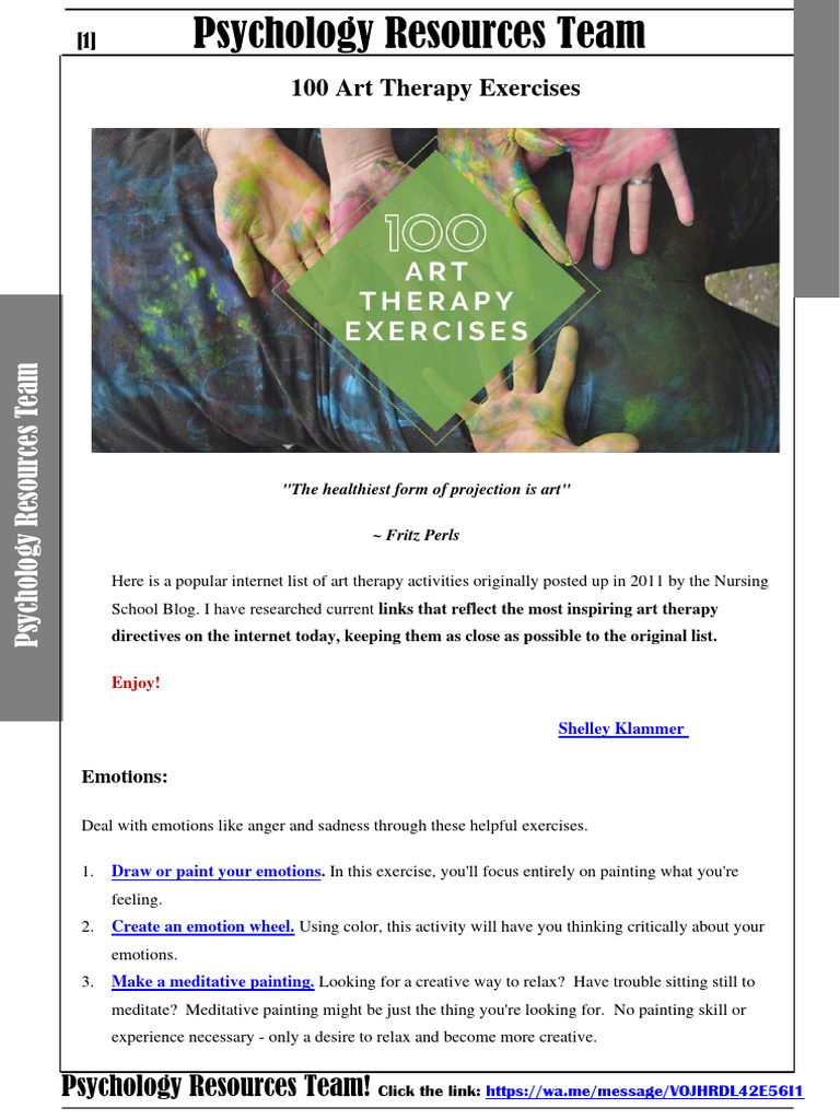 100 Art Therapy Exercises Pdf Art Therapy Collage