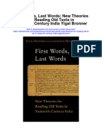 First Words Last Words New Theories For Reading Old Texts in Sixteenth Century India Yigal Bronner Full Chapter