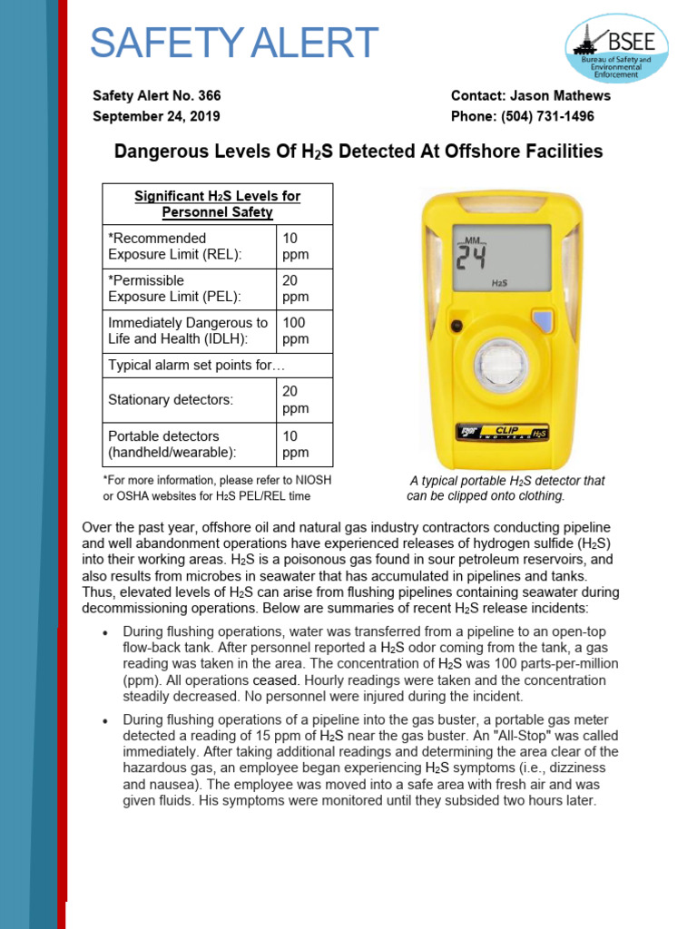 safetyalert366dangerouslevelsofh2sdetectedatoffshore