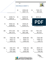 Column Addition Decimal Numbers 1 1