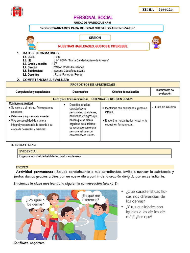 Identidad y Habilidades en 3º D | PDF | Procesos mentales | Neurociencia