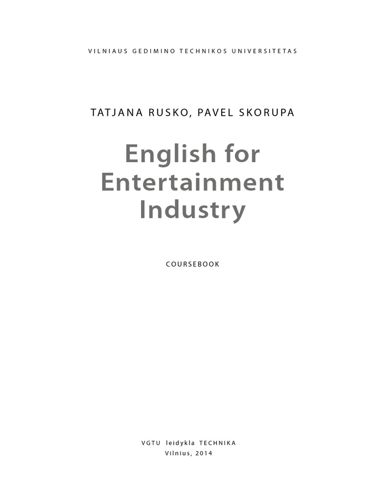 English For Entertainment Industry Pdf English Language Entertainment