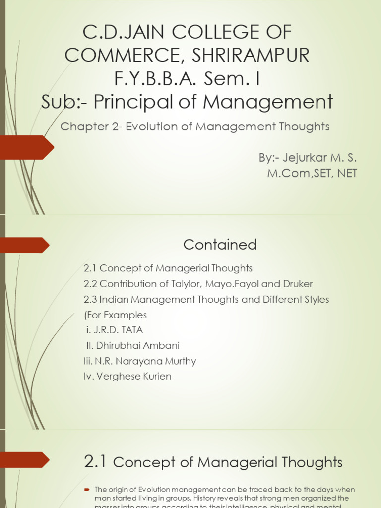 Managemnt Thoughts Pdf Business Economies
