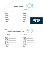 Figurative Language Taste Test Worksheet