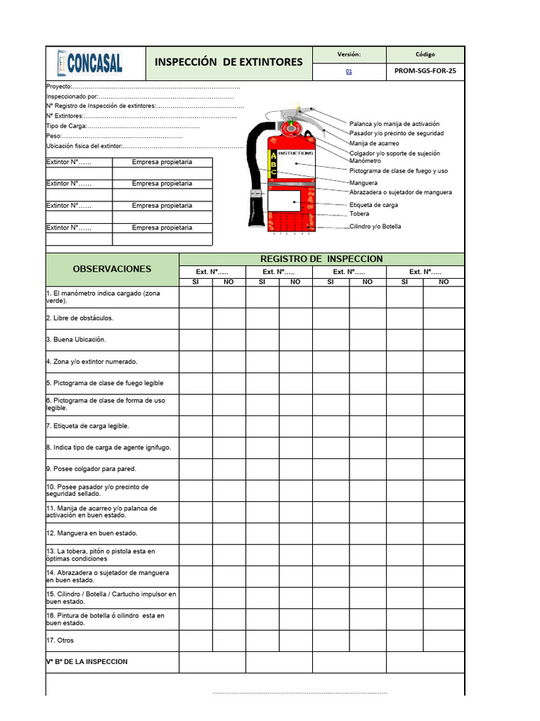 Inspección de Extintores y Manijas | PDF