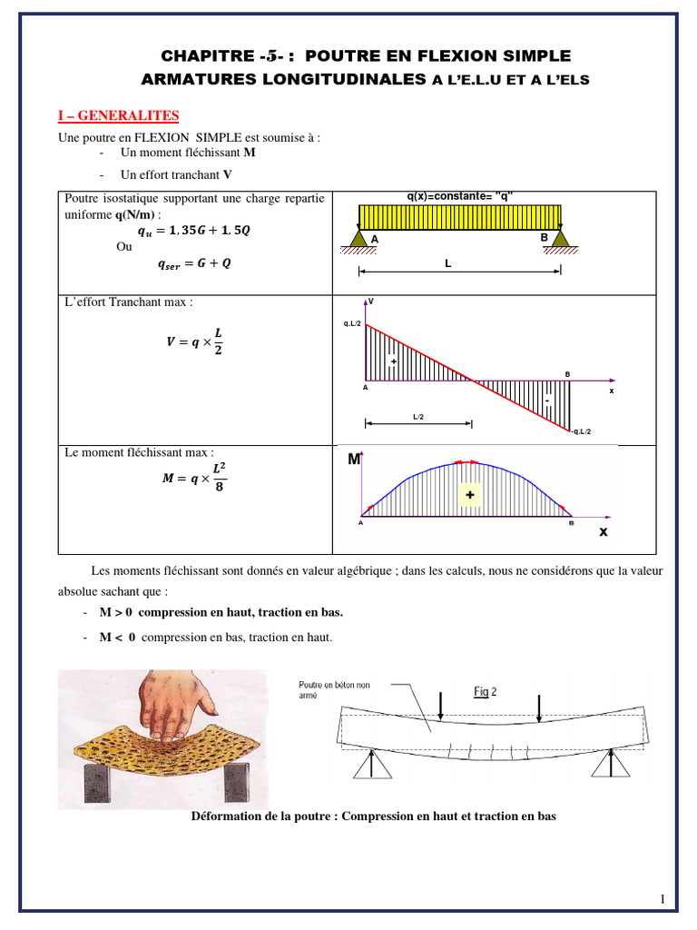 Calcul Des Poutres Rectangulaire en Flexion Simple PDF Flexion — free download
