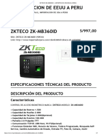 Zkteco Zk-Mb360id - Importacion de Eeuu A Peru